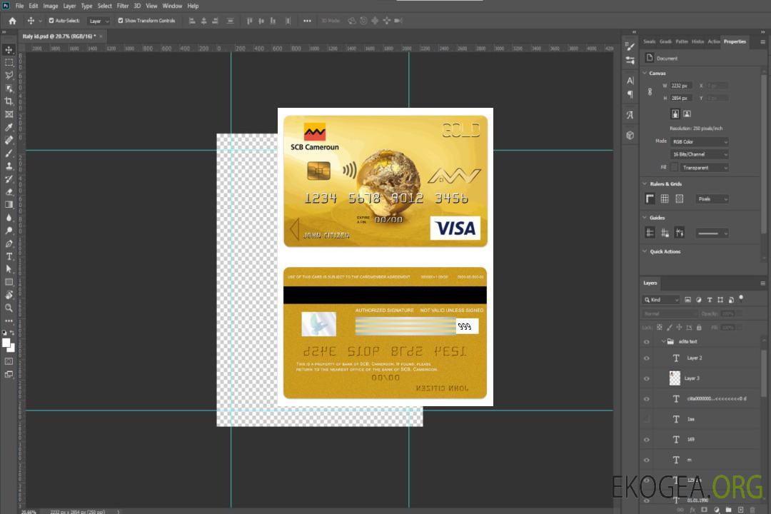 Carte visa or bancaire SCB du Cameroun template Carte visa or bancaire SCB du Cameroun template